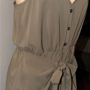 BCBGeneration Olive Asymmetrical Button-Front Tie Dress